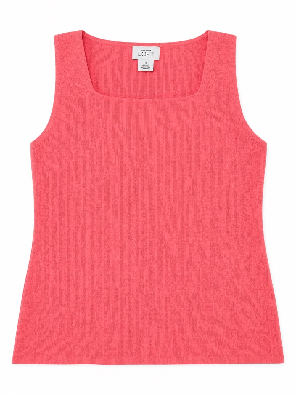 LOFT Coral Pink Square-Neck Knit Tank Medium M
